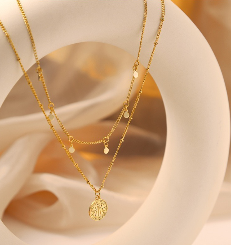 Arabic Pendant Layered Bead Necklace