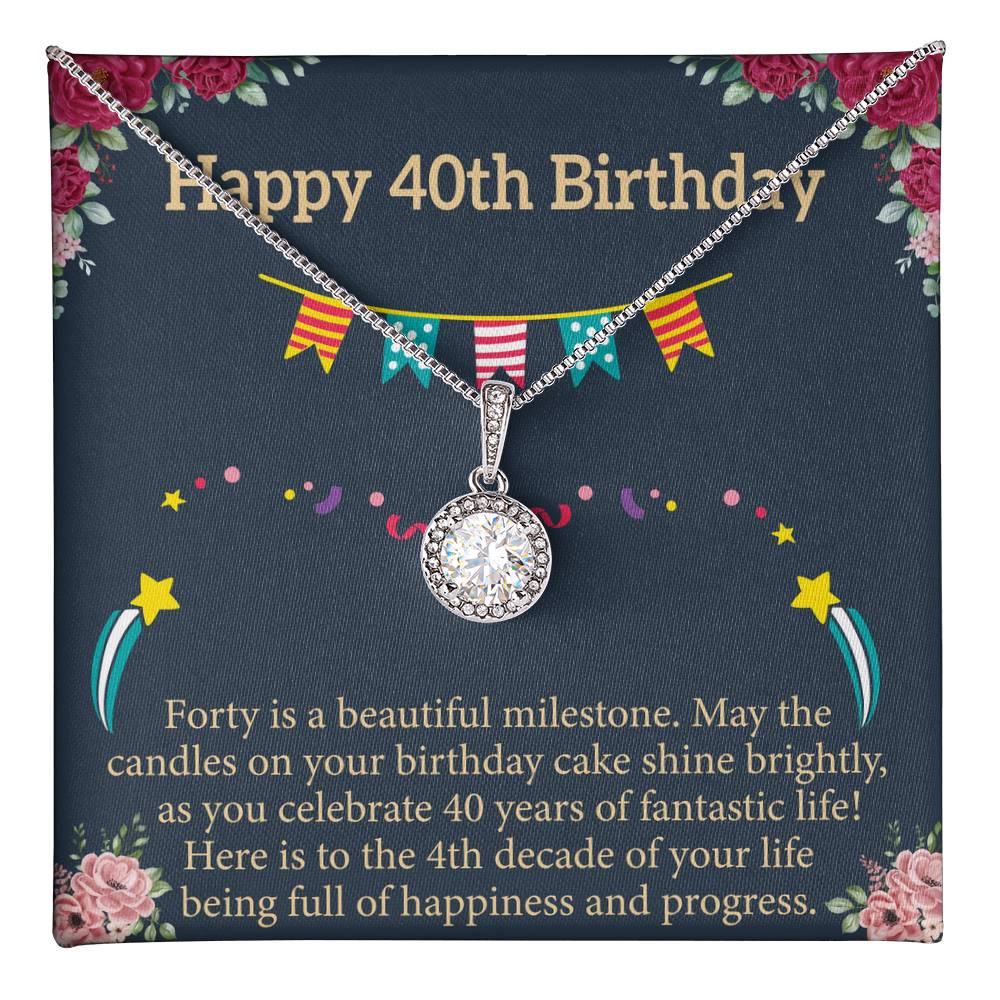 40th Birthday Message Card Necklace
