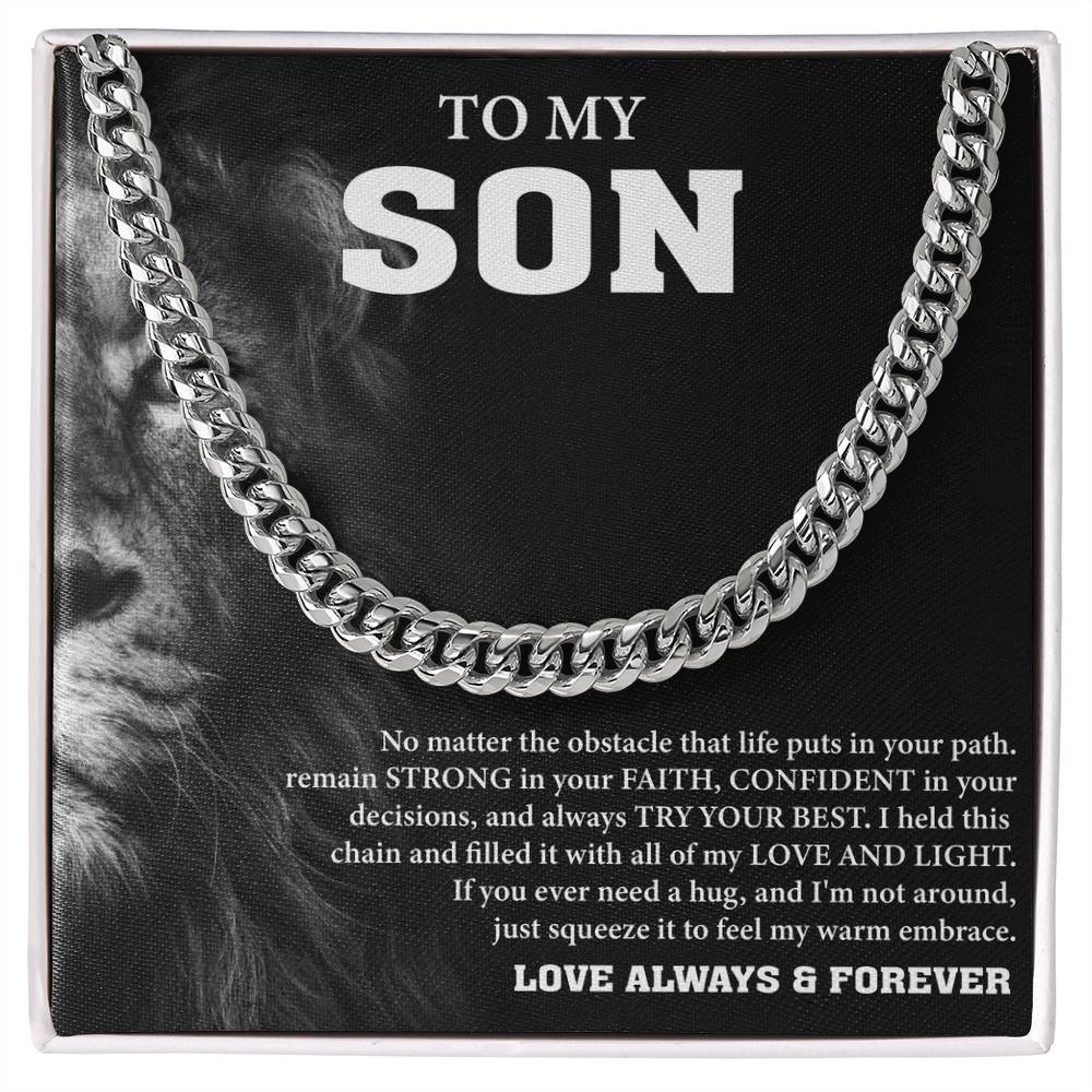 To My Son Message Card Cuban Chain