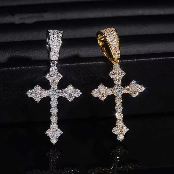 Budded Cross Moissanite Pendant