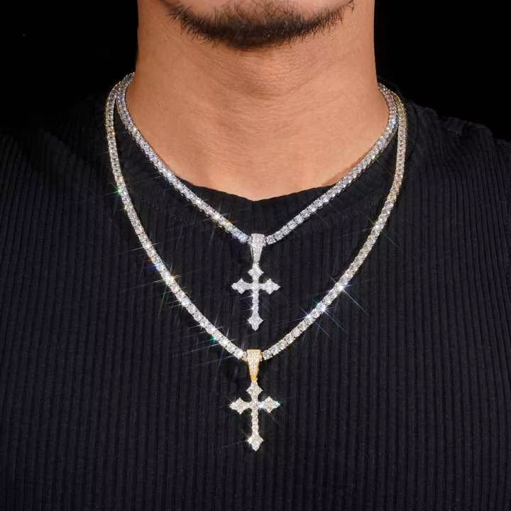 Budded Cross Moissanite Pendant