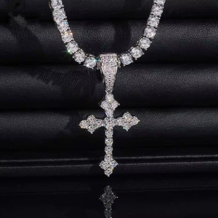 Budded Cross Moissanite Pendant