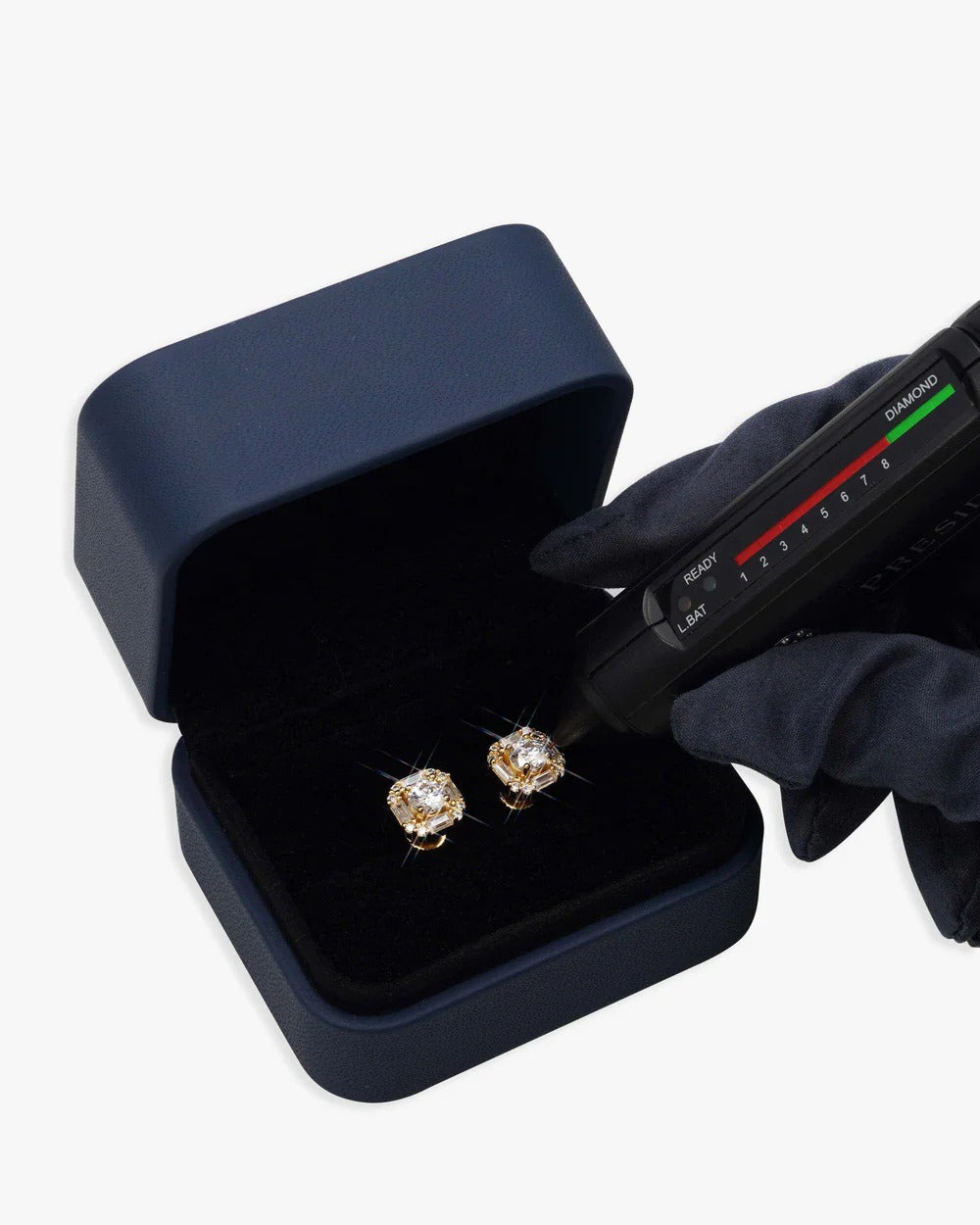 Baguette Halo VVS Moissanite Stud Earrings