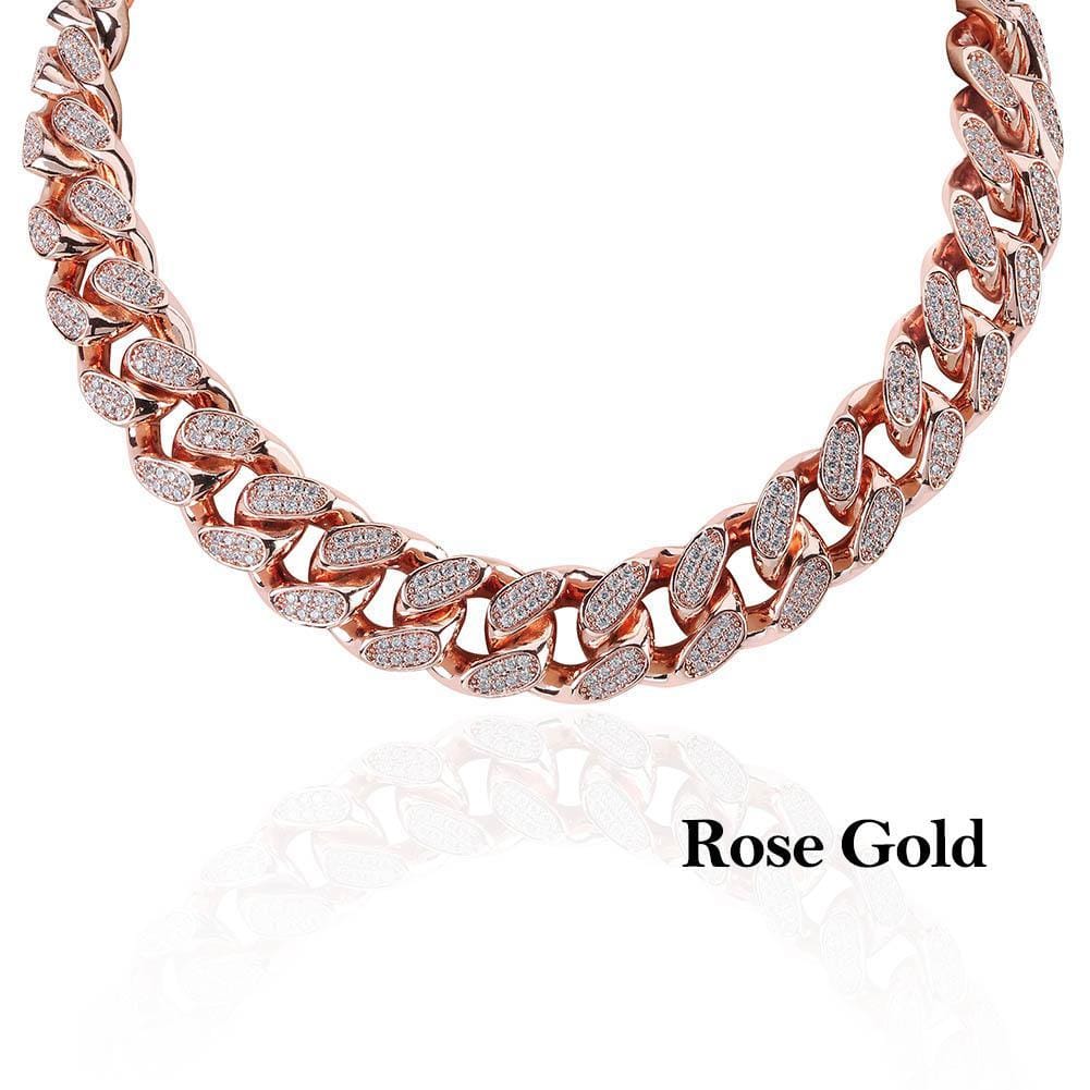 Jewelhery hip hop jewelry Rose Gold / 16inch VVS Jewelry Diamond Cuban Link Choker Chain