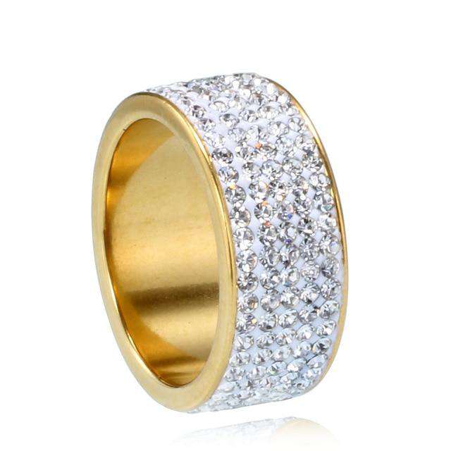 VVS Jewelry hip hop jewelry 10 / Gold Gold/Silver Thick Band Bling Ring