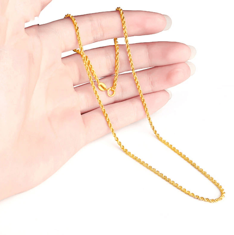 VVS Jewelry hip hop jewelry 16inches(1.45g) 18K Solid Gold 1.7mm Rope Chain