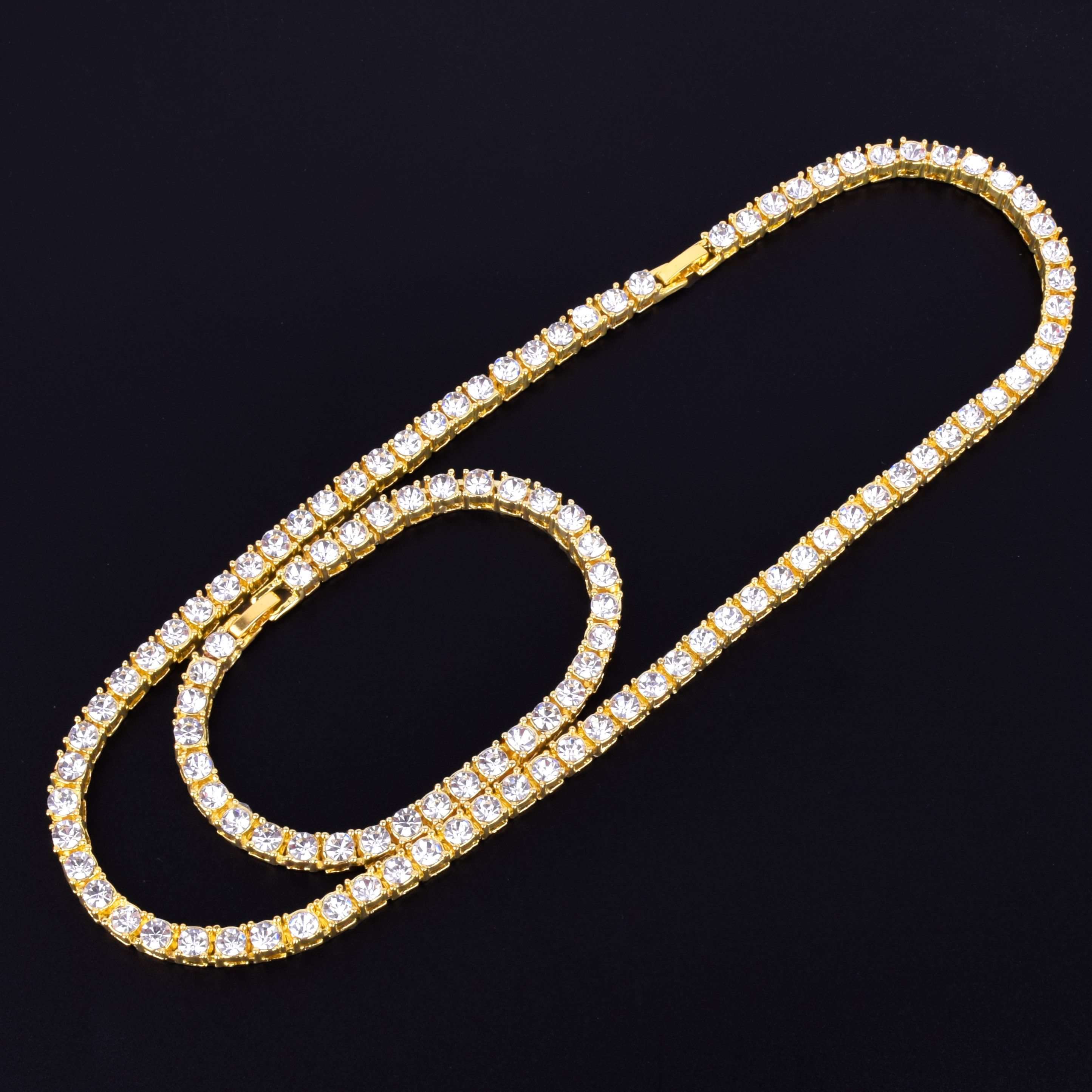 VVS Jewelry hip hop jewelry 200000162 18k Gold/Silver Tennis Chain + FREE Tennis Bracelet Bundle