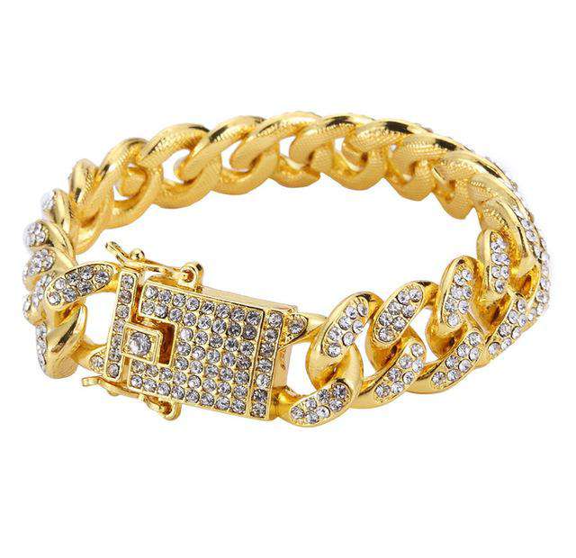 VVS Jewelry hip hop jewelry 20mm Gold VVS Jewelry 18k Gold Plated Cuban Bracelet