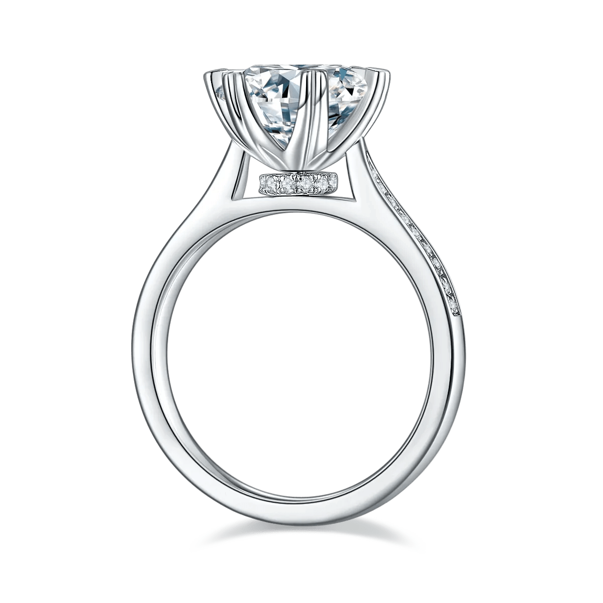 VVS Jewelry hip hop jewelry 3CT S925 Sterling Silver 6-Prong Cathedral Heart Engagement Ring