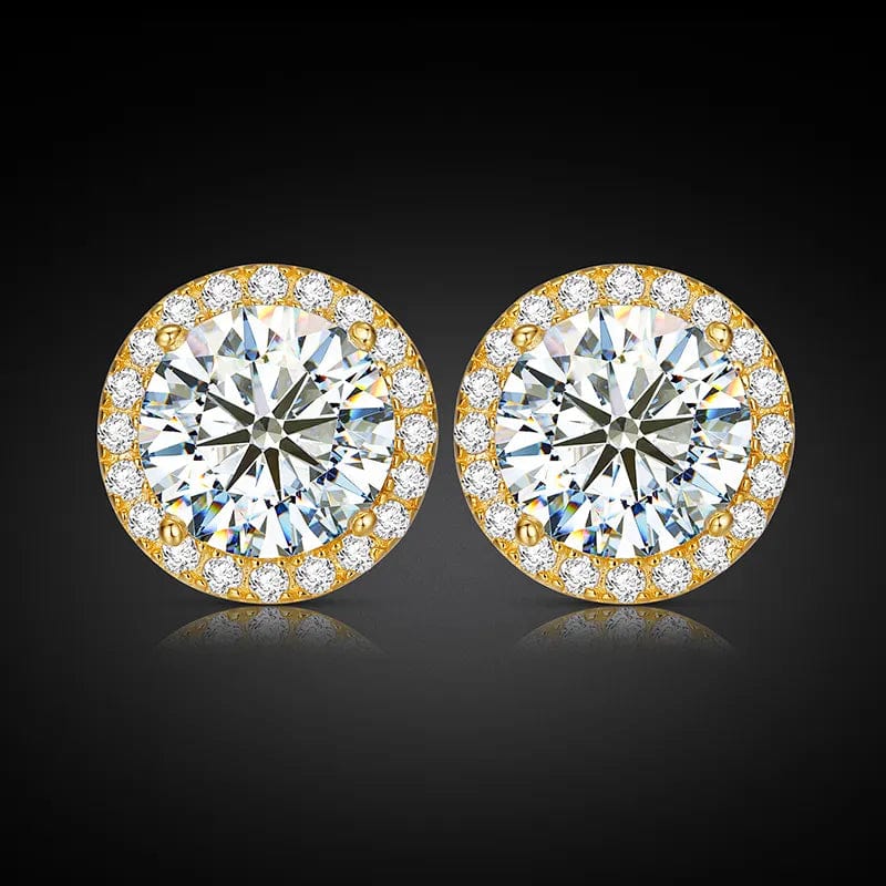 VVS Jewelry hip hop jewelry 6mm Total 1.6ct-Gold 5mm Fancy Cluster Round 925 Sterling Silver Moissanite Earrings