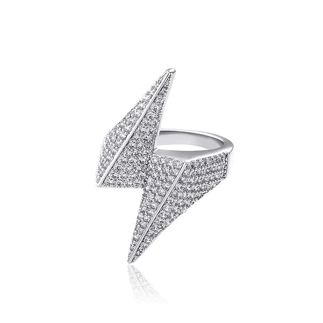 VVS Jewelry hip hop jewelry 9 / Silver VVS Jewelry Iced Bolt Ring