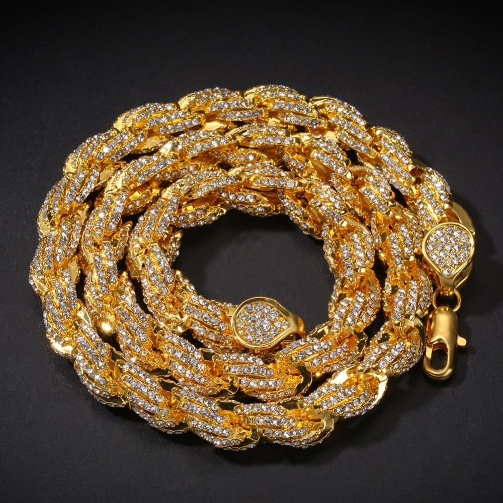VVS Jewelry hip hop jewelry 9mm Iced Out Thick Rope Chain and Bracelet Bundle