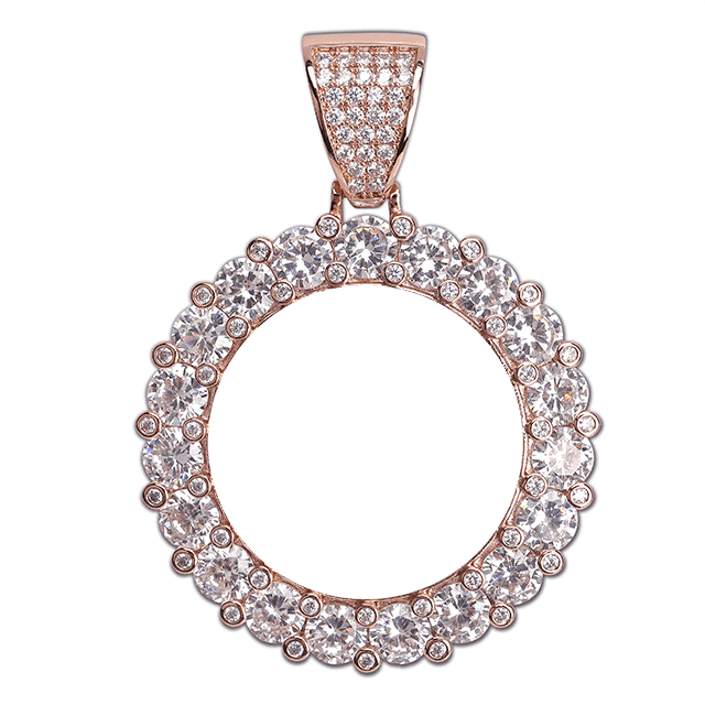 VVS Jewelry hip hop jewelry Circle 2 / Rose Gold / 18 inch Rope Chain VVS Jewelry Custom Photo Pendant