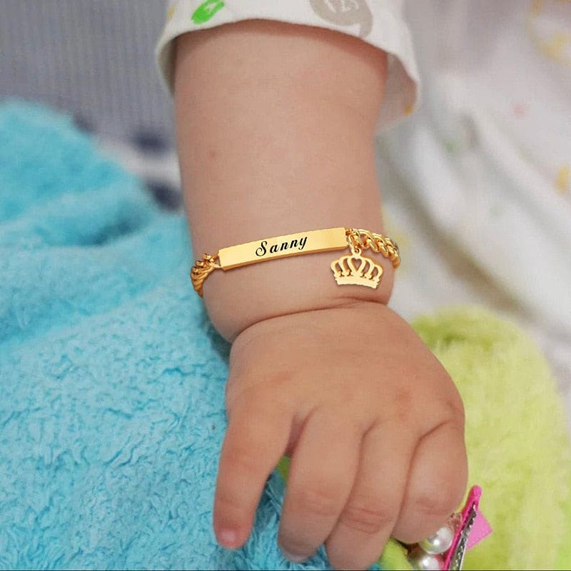 VVS Jewelry hip hop jewelry Crown Personalized Engraved Baby Name with Pendant Bracelet