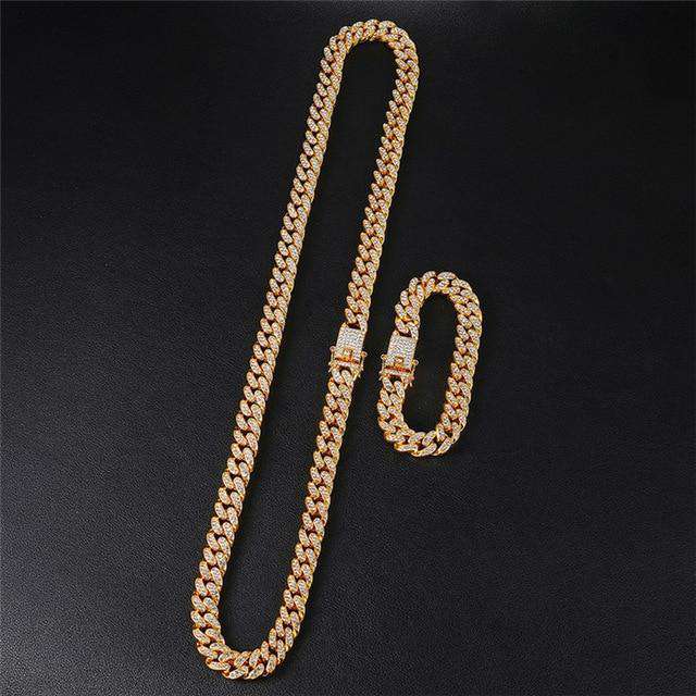 VVS Jewelry hip hop jewelry Cuban Gold / 22 Inch / 13mm Gold/Silver Cuban Chain + FREE Cuban Bracelet Bundle - (TODAY ONLY)