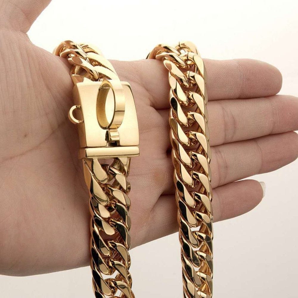 VVS Jewelry hip hop jewelry Cuban Link Gold Dog Chain Collar V2