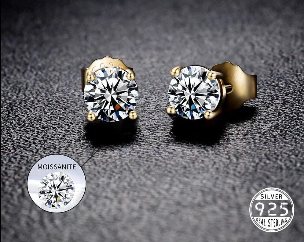 VVS Jewelry hip hop jewelry Earrings Gold / 4MM 925 Sterling Silver 0.1-0.5 VVS Carat Moissanite Stud Earrings