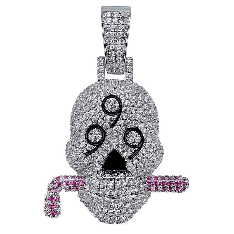 VVS Jewelry hip hop jewelry Fully Iced 999 Skull Pendant Chain