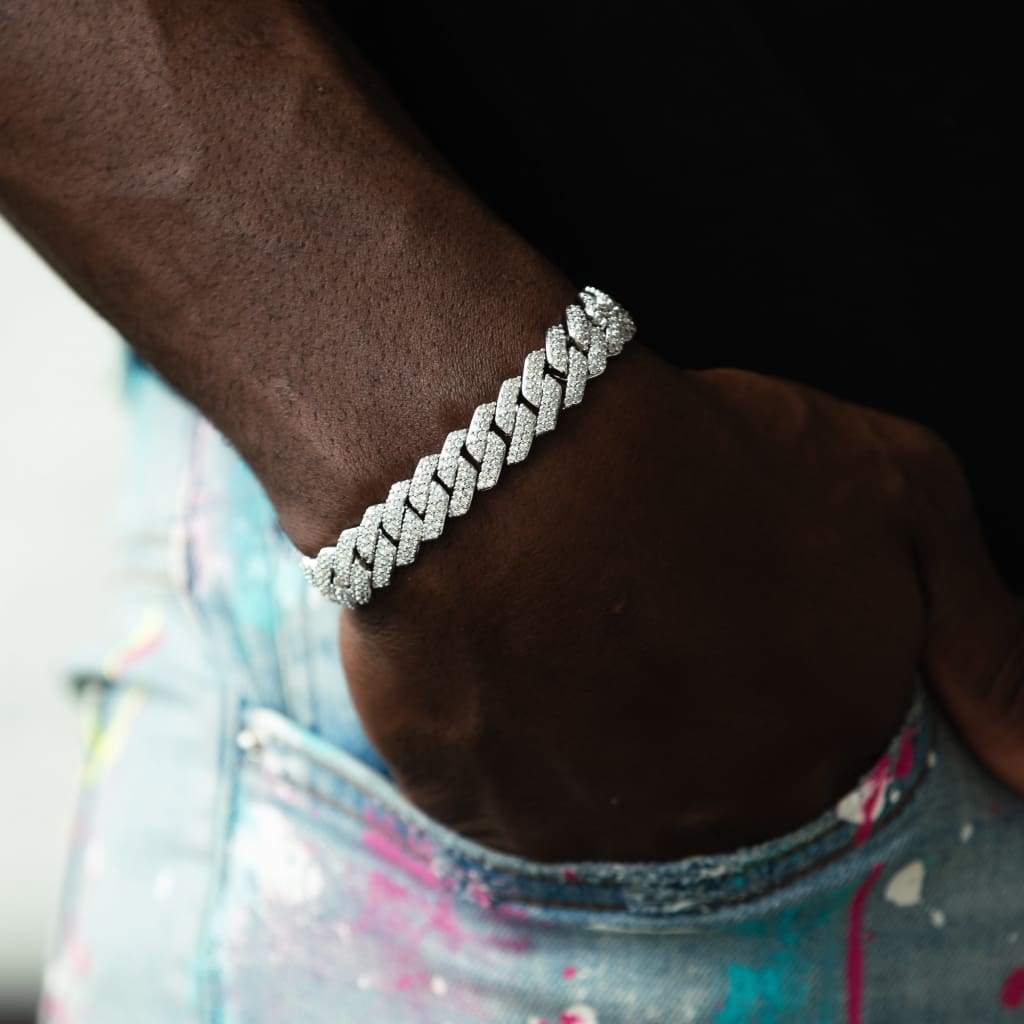 VVS Jewelry hip hop jewelry Fully Iced Miami Prong Cuban Bracelet + FREE Tenns Chain Bundle (AAA+ Quality)