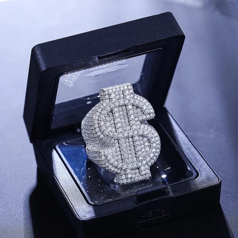 VVS Jewelry hip hop jewelry Fully Iced VVS Moissanite Dollar $ Ring