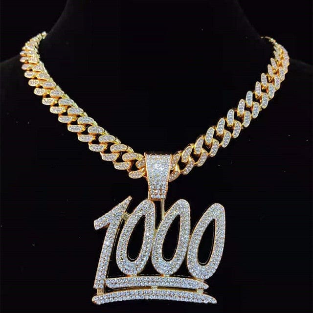 VVS Jewelry hip hop jewelry Gold / 20 inch VVS Jewelry 1000 Iced Out Cuban Pendant Chain