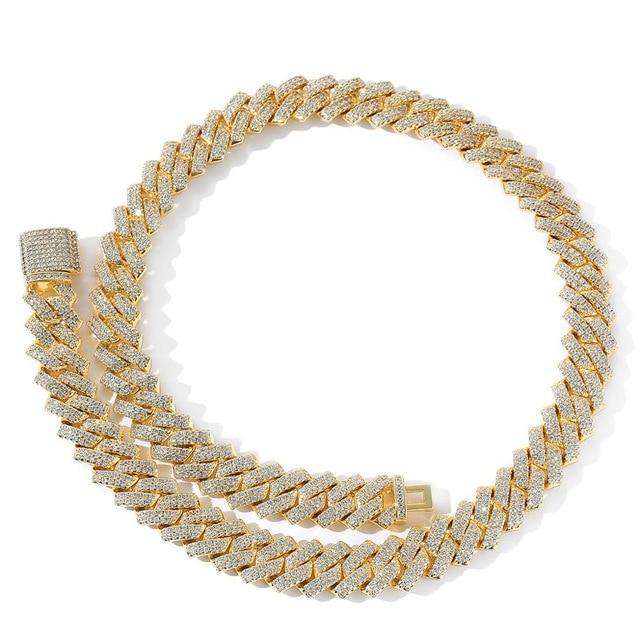 VVS Jewelry hip hop jewelry Gold / 22" / 14mm VVS Jewelry Micro Paved Prong Cuban Chain