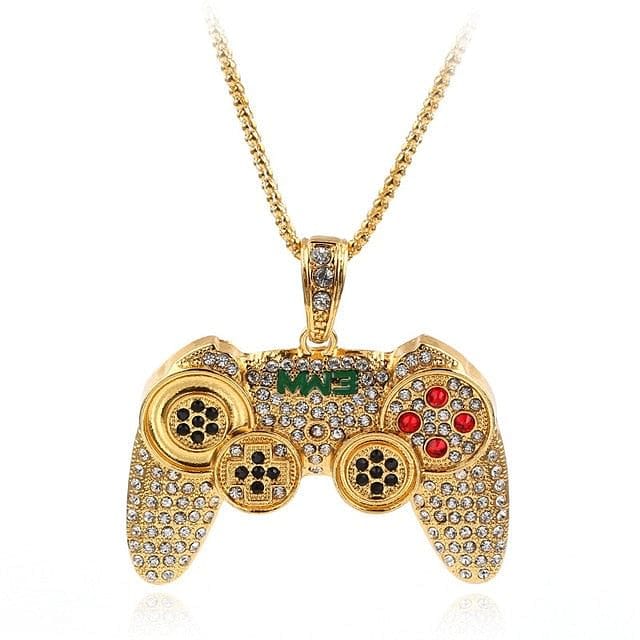 VVS Jewelry hip hop jewelry Gold / 4mm rope chain / 24inch Classic Game Controller Pendant Necklace