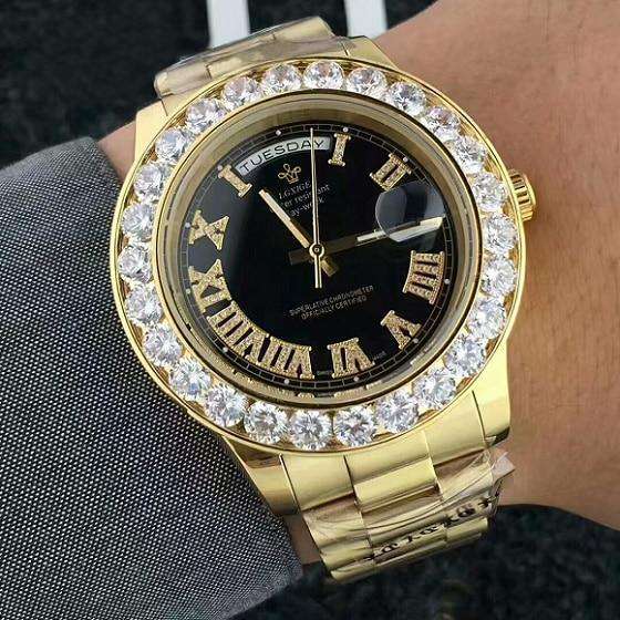 VVS Jewelry hip hop jewelry gold black Iced Presidential Watch