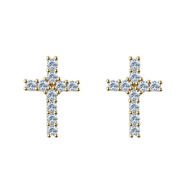 VVS Jewelry hip hop jewelry Gold color Cross 925 Silver Moissanite Iced Cross Earrings