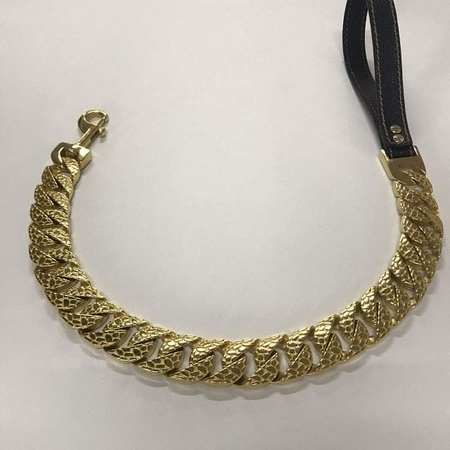 VVS Jewelry hip hop jewelry Gold Leash15.7" / 16" Thicc Cuban Link Dog Leash