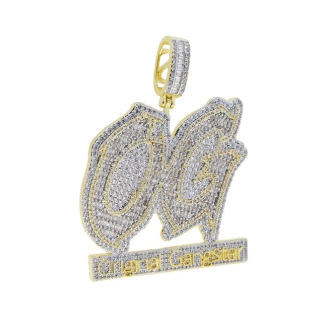 VVS Jewelry hip hop jewelry Gold / Rope Chain 18 Inch Iced Out "OG - Original Gangster" Pendant Chain