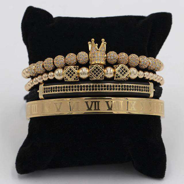 VVS Jewelry hip hop jewelry Gold Royalty Bracelet Set + FREE Roman Bangle Today Only