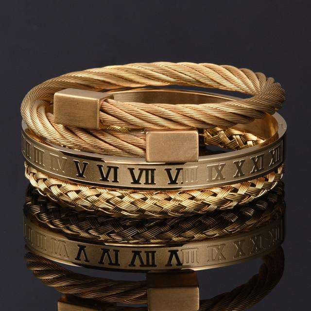 VVS Jewelry hip hop jewelry Gold Set Kobra King 3 Piece Bracelet Set