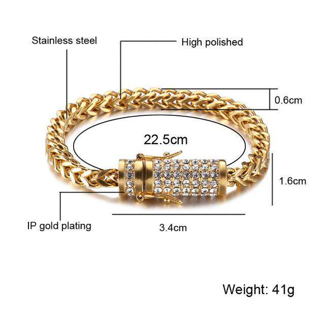 VVS Jewelry hip hop jewelry Gold/Silver Chain Bracelet With Blinged Out Clasp
