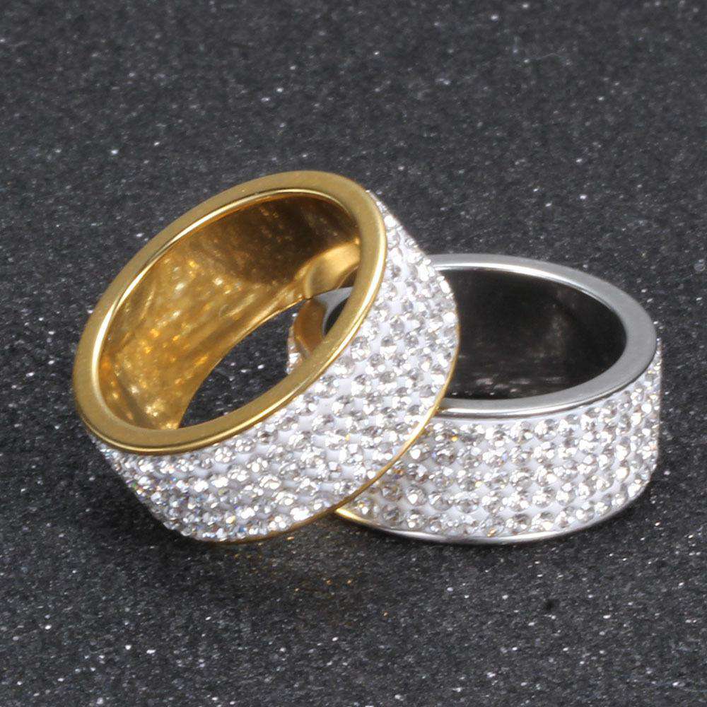VVS Jewelry hip hop jewelry Gold/Silver Thick Band Bling Ring