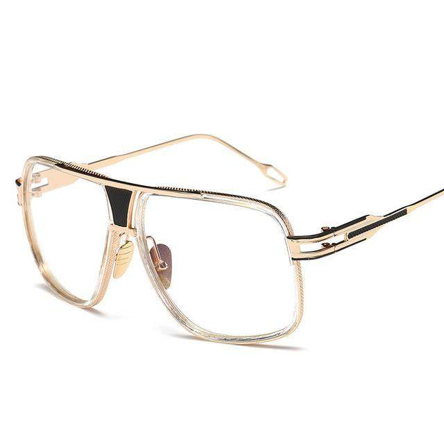 VVS Jewelry hip hop jewelry Gold-Transparent Swagger Square Sunglasses
