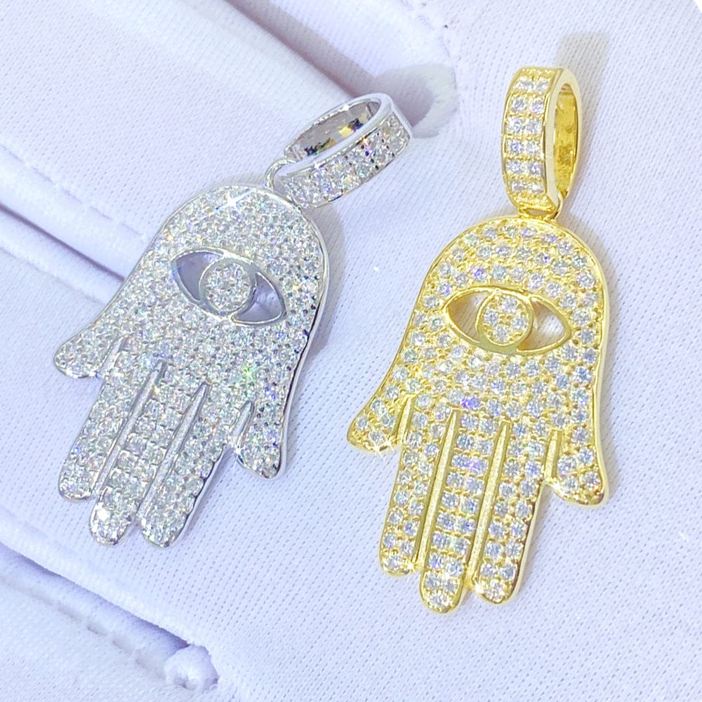 VVS Jewelry hip hop jewelry Hand of Fatima Moissanite Iced Pendant 6cm Necklace