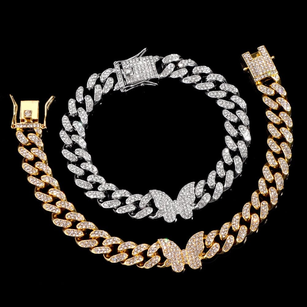 VVS Jewelry hip hop jewelry Iced Out Miami Cuban Butterfly Anklet
