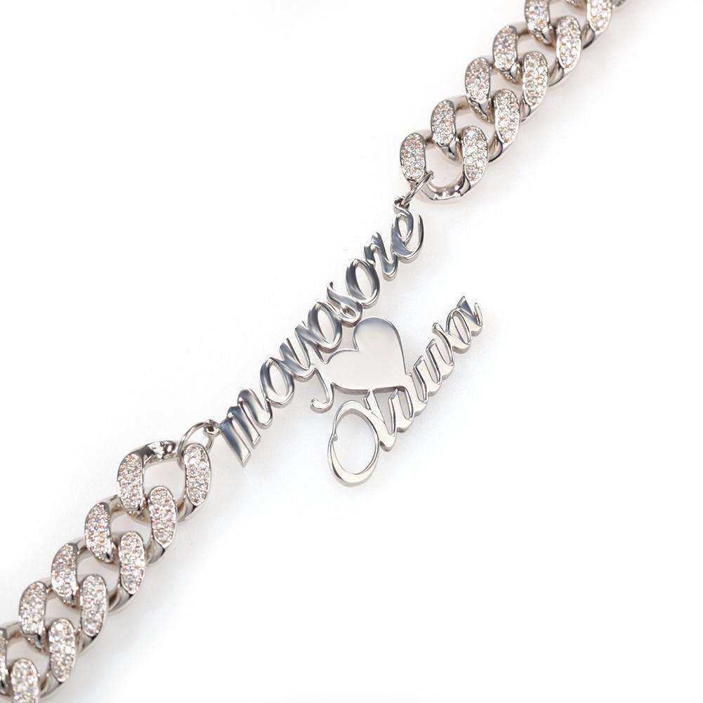 VVS Jewelry hip hop jewelry Iced Princess Custom Name/Font Cuban Choker Necklace