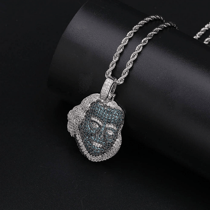 Icy Da Blue Face Benjamin Pendant Chain VVS Jewelry