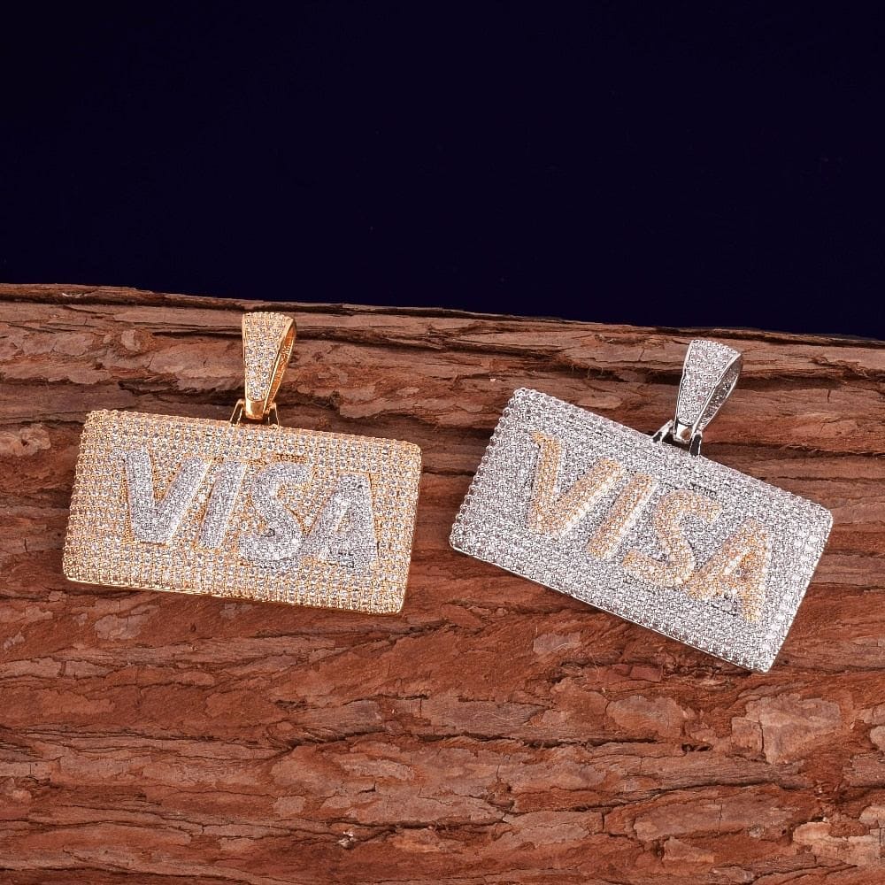 VVS Jewelry hip hop jewelry Micropave VISA Card Tag Chain