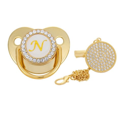 VVS Jewelry hip hop jewelry N Custom Gold Bling Initial BPA Free Baby Pacifier