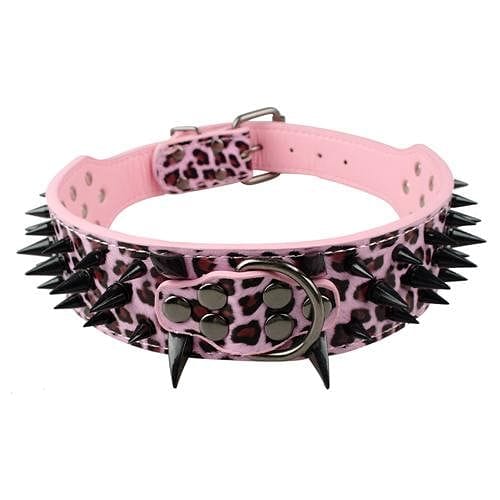 VVS Jewelry hip hop jewelry Pink Black Spike / 20 inch Adjustable Spiked Studded Dog Collar