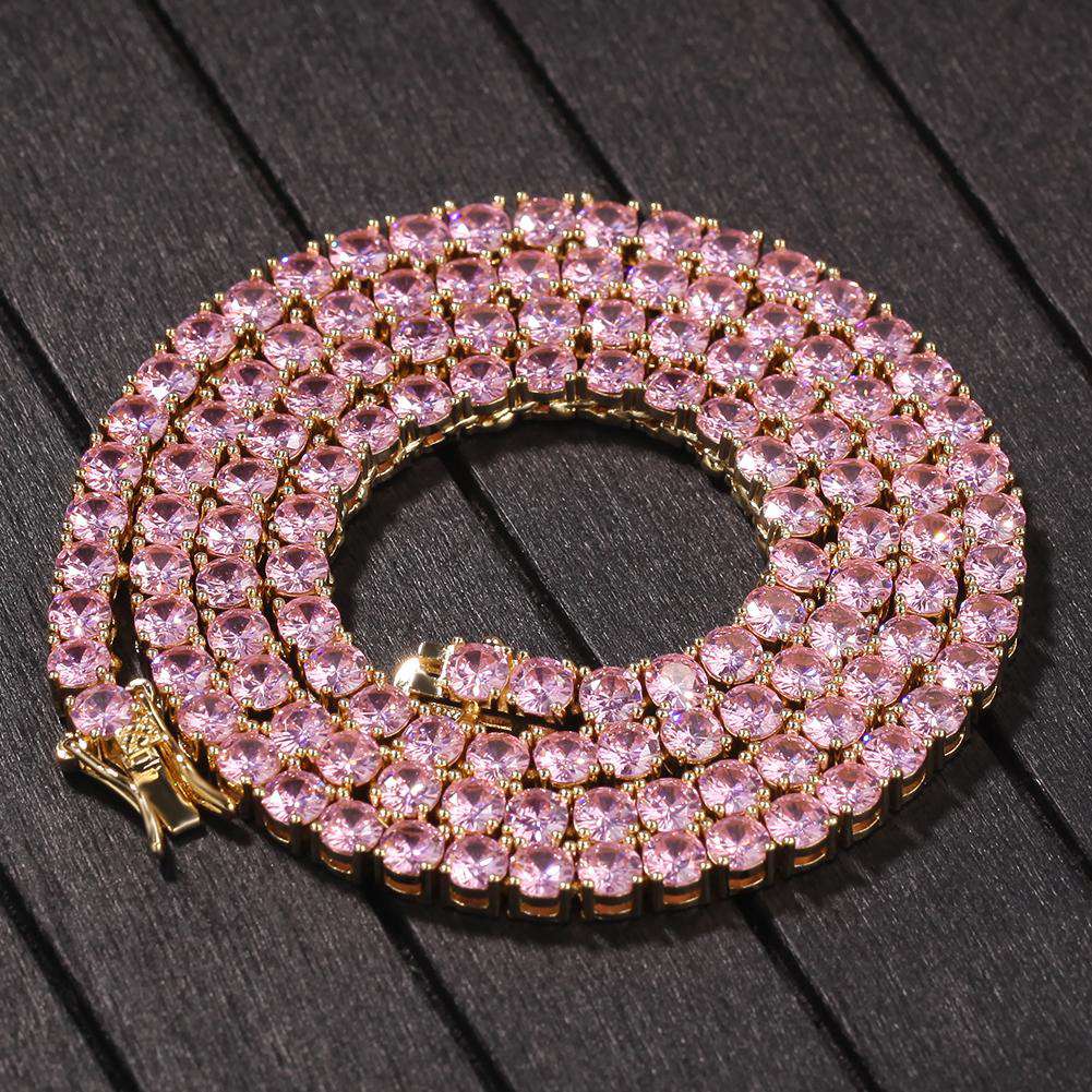 VVS Jewelry hip hop jewelry Pink Tennis Choker