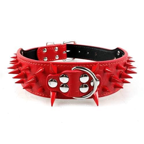 VVS Jewelry hip hop jewelry Red Red Spike / 20 inch Adjustable Spiked Studded Dog Collar