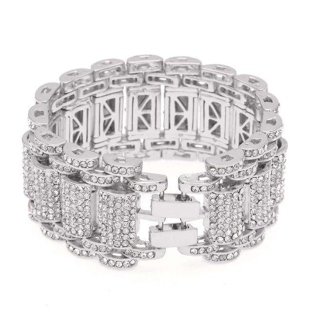 VVS Jewelry hip hop jewelry Silver / 20cm Watch Band Bracelet