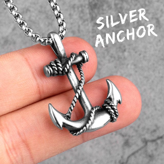 VVS Jewelry hip hop jewelry Silver / 24" Anchor Pendant Necklace