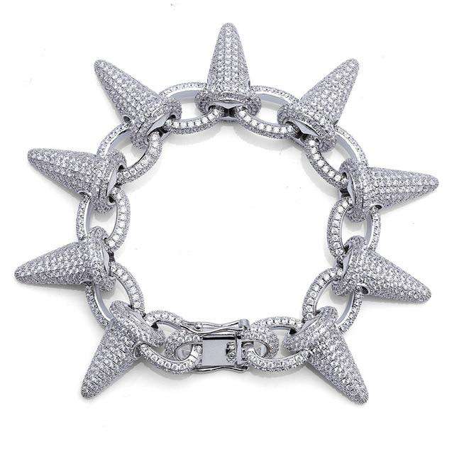 VVS Jewelry hip hop jewelry Silver / 7inch Gold/Silver Rivet Spike Bracelet