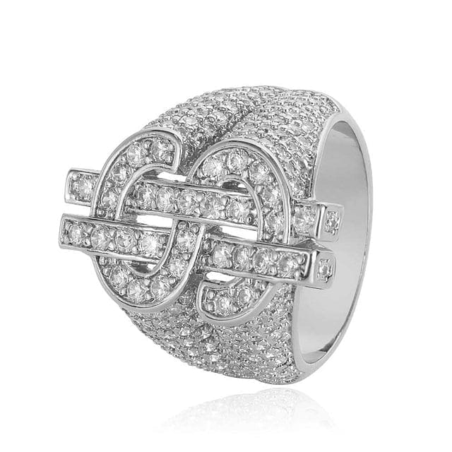VVS Jewelry hip hop jewelry Silver / 8 Dollar $$ Iced-out Ring