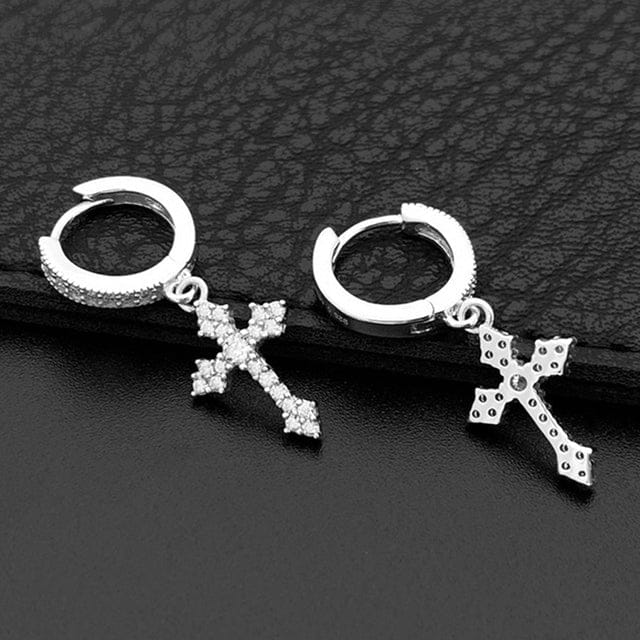 VVS Jewelry hip hop jewelry silver color Flower Cross 925 Silver Moissanite Earrings